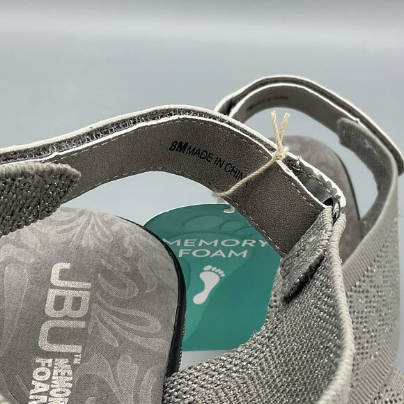 NEW JBU Women’s Alyssa Wedge Sandals Grey Shimmer Size 8M - Picture 5 of 11